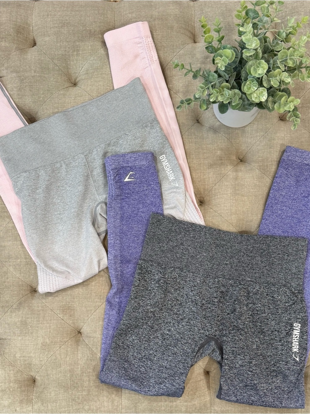 (2) Gymshark Adapt Ombre Seamless Leggings ~ Size Small Women’s Pink Purple Lot